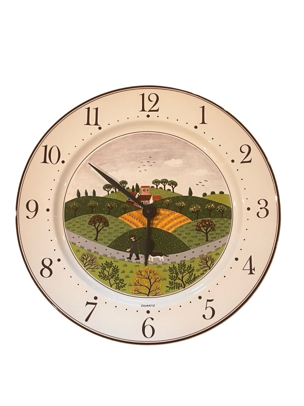Vtg Villeroy Boch NAIF Porcelain Plate Clock Hunter Dog French Cottage Untested